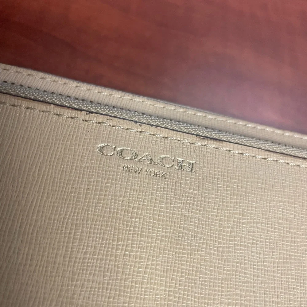 Coach Beige/Tan Zip Wallet Wristlet